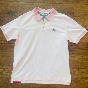 Robert Graham Pink Skull Accent Polo Shirt Size L